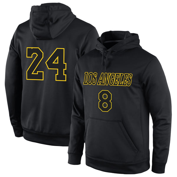 Classic Stitched Black Black-Gold Sports Pullover Sweatshirt Hoodie