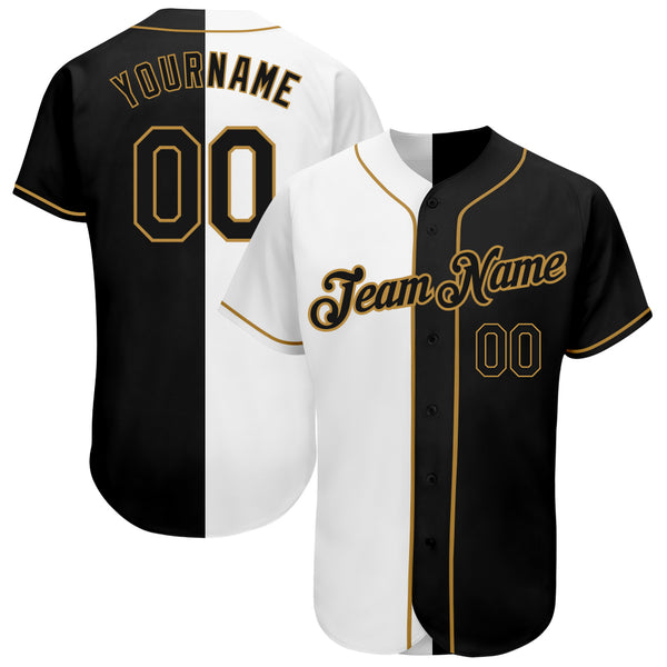 Custom Black Black-White Authentic Split Fashion Baseball Jersey