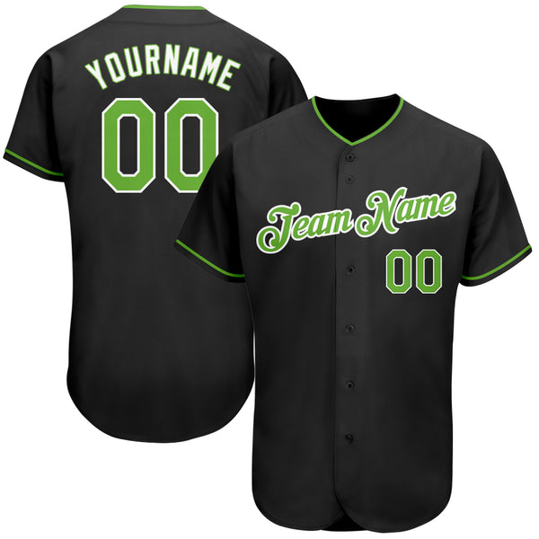 Custom Black Neon Green-White Authentic Baseball Jersey Custom Black Neon Green-White Authentic Baseball Jersey