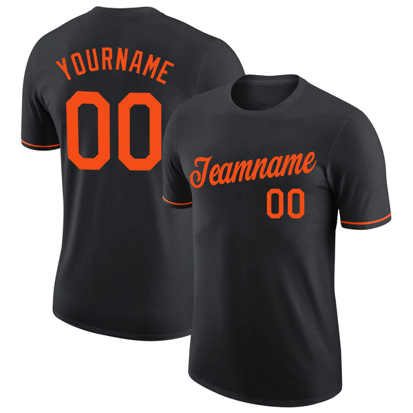 Custom Black Orange Performance T-Shirt Custom Black Orange Performance T-Shirt