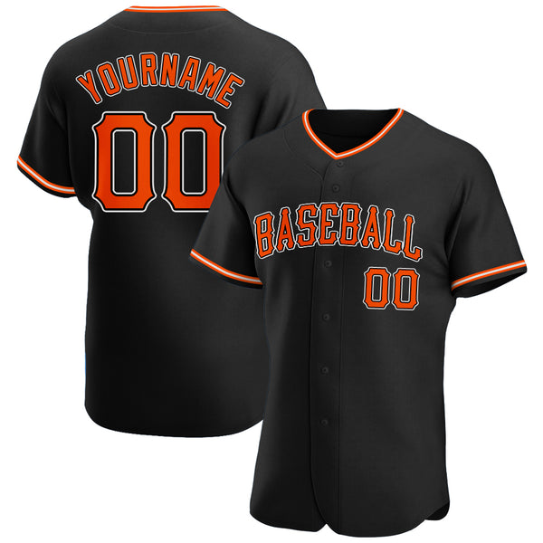 Custom Black Orange-White Authentic Baseball Jersey Custom Black Orange-White Authentic Baseball Jersey