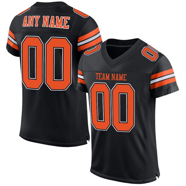 Custom Black Orange-White Mesh Authentic Football Jersey Custom Black Orange-White Mesh Authentic Football Jersey
