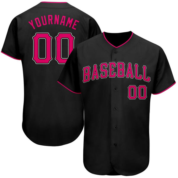 Custom Black Pink-White Authentic Baseball Jersey Custom Black Pink-White Authentic Baseball Jersey