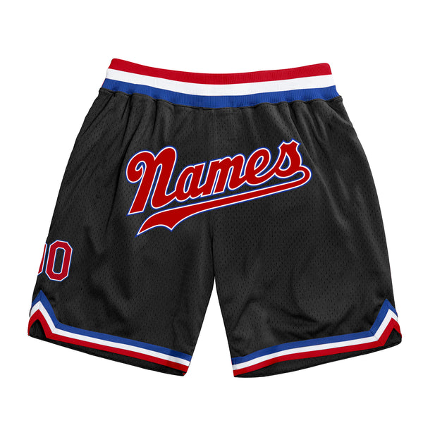 Custom Black Red-Royal Authentic Throwback Basketball Shorts Custom Black Red-Royal Authentic Throwback Basketball Shorts
