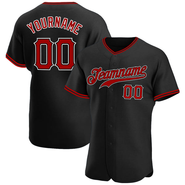 Custom Black Red-White Authentic Baseball Jersey Custom Black Red-White Authentic Baseball Jersey