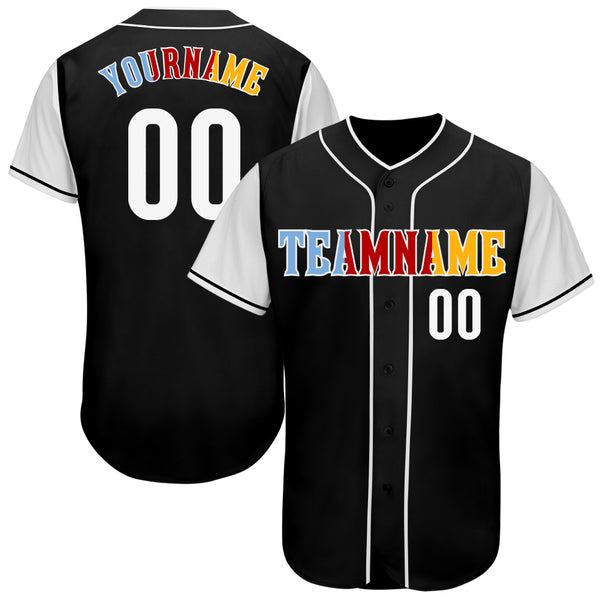 Custom Black White-Gold Authentic Baseball Jersey Custom Black White-Gold Authentic Baseball Jersey