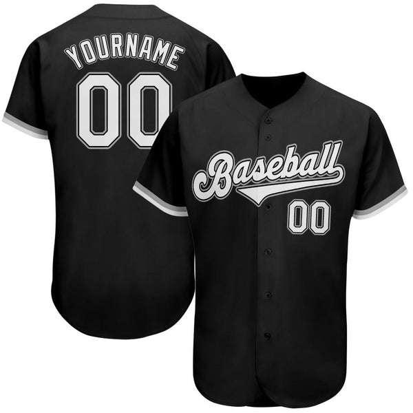 Custom Black White-Gray Authentic Baseball Jersey Custom Black White-Gray Authentic Baseball Jersey