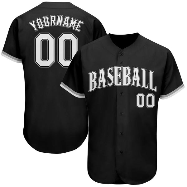 Custom Black White-Gray Authentic Baseball Jersey Custom Black White-Gray Authentic Baseball Jersey