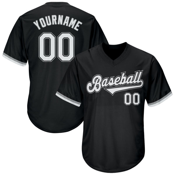 Custom Black White-Gray Authentic Throwback Rib-Knit Baseball Jersey Shirt Custom Black White-Gray Authentic Throwback Rib-Knit Baseball Jersey Shirt