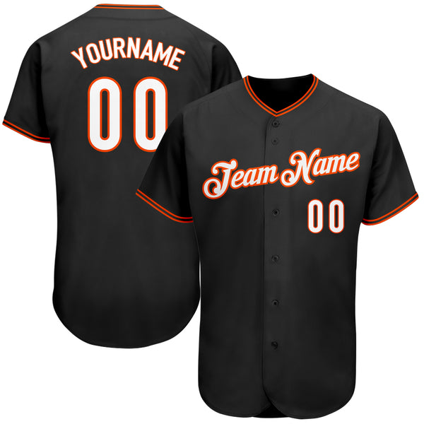 Custom Black White-Orange Authentic Baseball Jersey Custom Black White-Orange Authentic Baseball Jersey