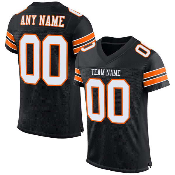 Custom Black White-Orange Mesh Authentic Football Jersey Custom Black White-Orange Mesh Authentic Football Jersey