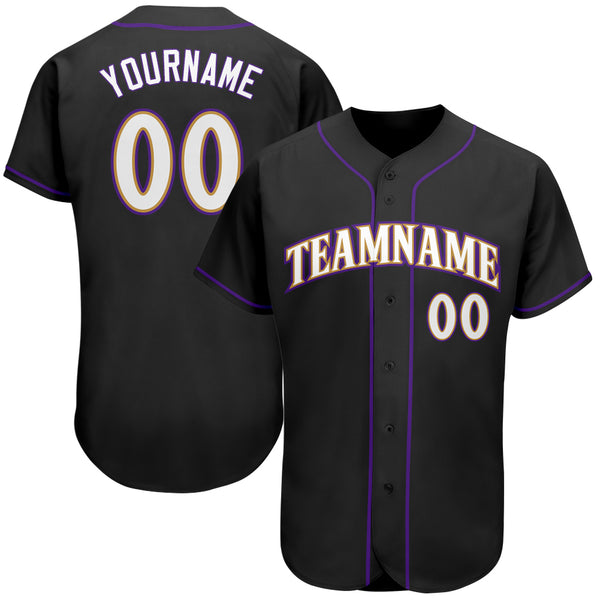Custom Black White-Purple Authentic Baseball Jersey Custom Black White-Purple Authentic Baseball Jersey