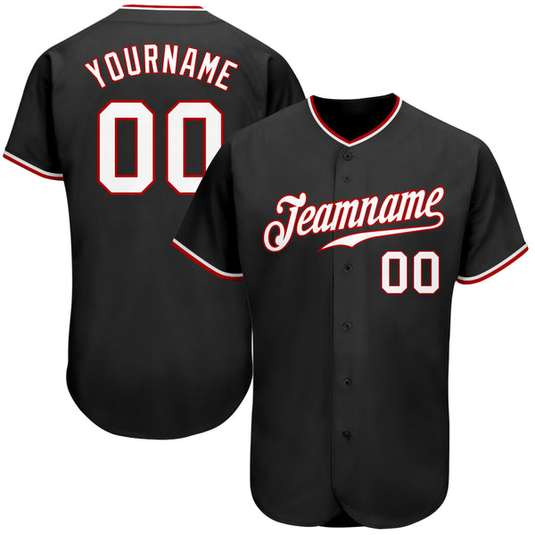 Custom Black White-Red Authentic Baseball Jersey Custom Black White-Red Authentic Baseball Jersey