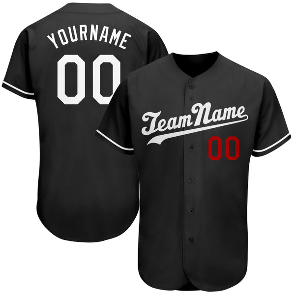 Custom Black White-Red Authentic Baseball Jersey Custom Black White-Red Authentic Baseball Jersey