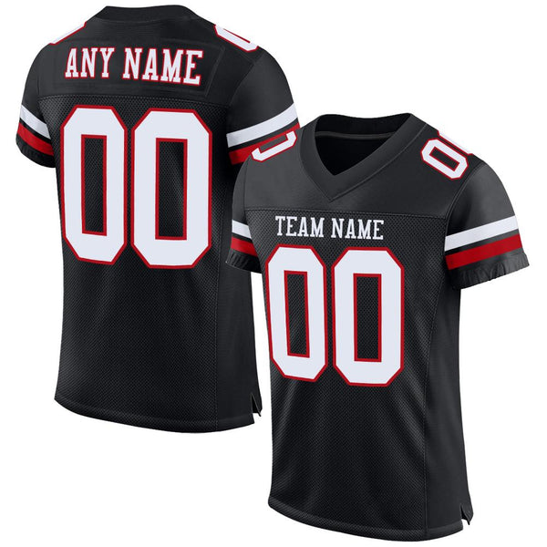 Custom Black White-Red Mesh Authentic Football Jersey Custom Black White-Red Mesh Authentic Football Jersey