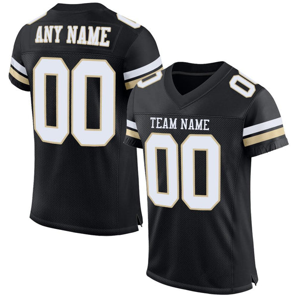 Custom Black White-Vegas Gold Mesh Authentic Football Jersey Custom Black White-Vegas Gold Mesh Authentic Football Jersey