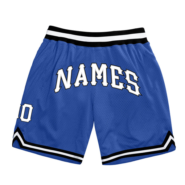 Custom Blue White-Black Authentic Throwback Basketball Shorts Custom Blue White-Black Authentic Throwback Basketball Shorts