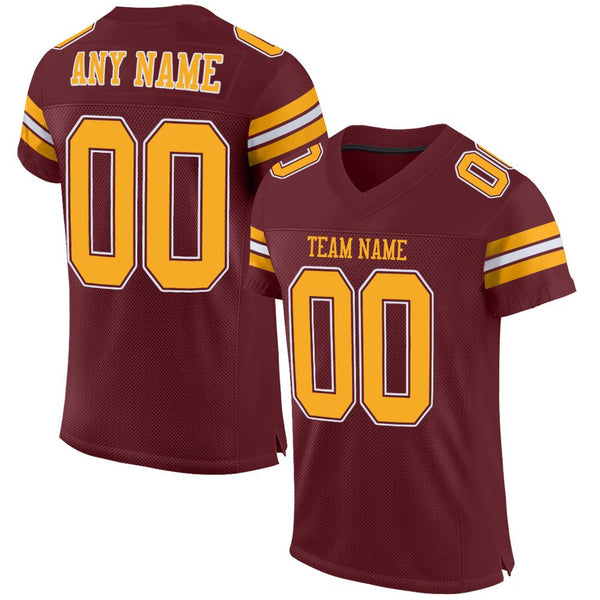 Custom Burgundy Gold-White Mesh Authentic Football Jersey Custom Burgundy Gold-White Mesh Authentic Football Jersey