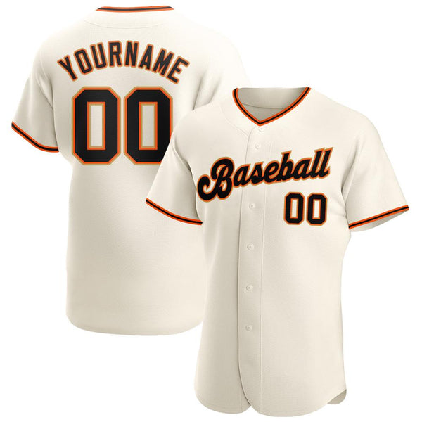 Custom Cream Black-Orange Authentic Baseball Jersey Custom Cream Black-Orange Authentic Baseball Jersey