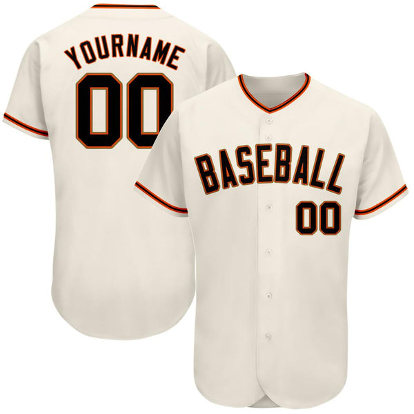 Custom Cream Black-Orange Authentic Baseball Jersey Custom Cream Black-Orange Authentic Baseball Jersey