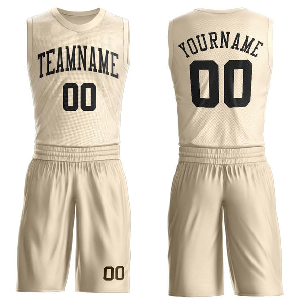 Custom Cream Black Round Neck Suit Basketball Jersey Custom Cream Black Round Neck Suit Basketball Jersey