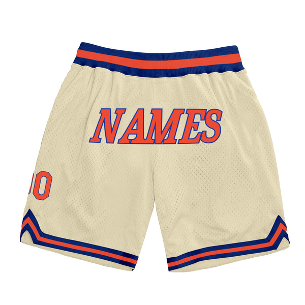 Custom Cream Orange-Royal Authentic Throwback Basketball Shorts Custom Cream Orange-Royal Authentic Throwback Basketball Shorts
