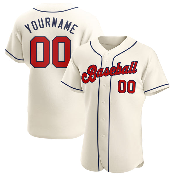 Custom Cream Red-Navy Authentic Baseball Jersey Custom Cream Red-Navy Authentic Baseball Jersey