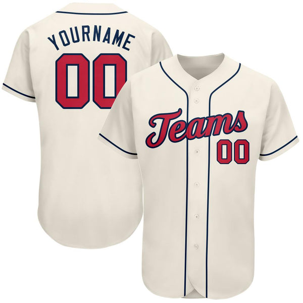 Custom Cream Red-Navy Authentic Baseball Jersey Custom Cream Red-Navy Authentic Baseball Jersey