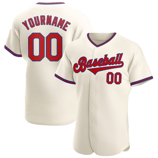 Custom Cream Red-Royal Authentic Baseball Jersey Custom Cream Red-Royal Authentic Baseball Jersey