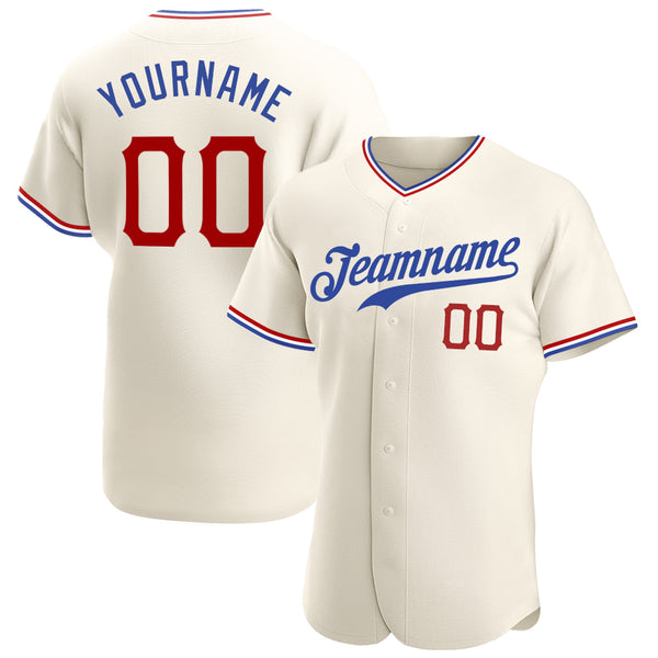 Custom Cream Red-Royal Authentic Baseball Jersey Custom Cream Red-Royal Authentic Baseball Jersey