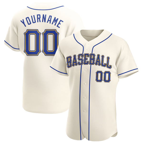 Custom Cream Royal-Gold Authentic Baseball Jersey Custom Cream Royal-Gold Authentic Baseball Jersey