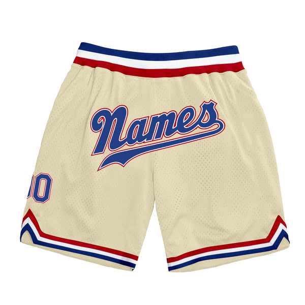 Custom Cream Royal-Red Authentic Throwback Basketball Shorts Custom Cream Royal-Red Authentic Throwback Basketball Shorts