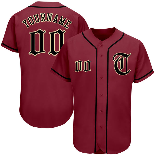 Custom Crimson Black-Khaki Authentic Baseball Jersey Custom Crimson Black-Khaki Authentic Baseball Jersey