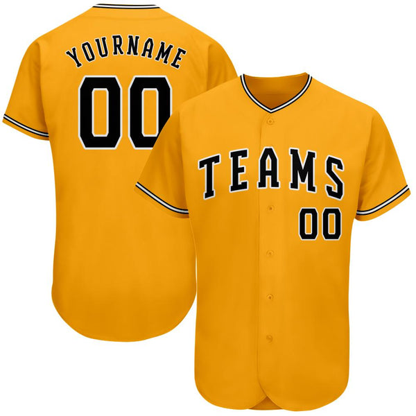 Custom Gold Black-White Authentic Baseball Jersey Custom Gold Black-White Authentic Baseball Jersey