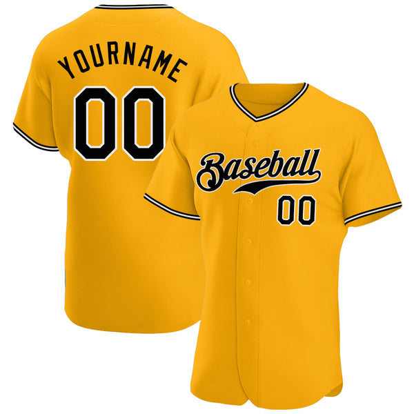 Custom Gold Black-White Authentic Baseball Jersey Custom Gold Black-White Authentic Baseball Jersey