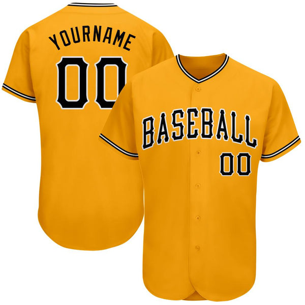 Custom Gold Black-White Authentic Baseball Jersey Custom Gold Black-White Authentic Baseball Jersey