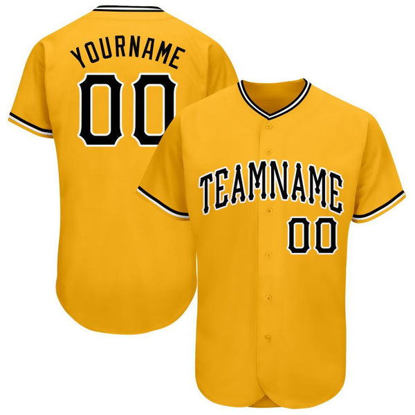 Custom Gold Black-White Baseball Jersey Custom Gold Black-White Baseball Jersey