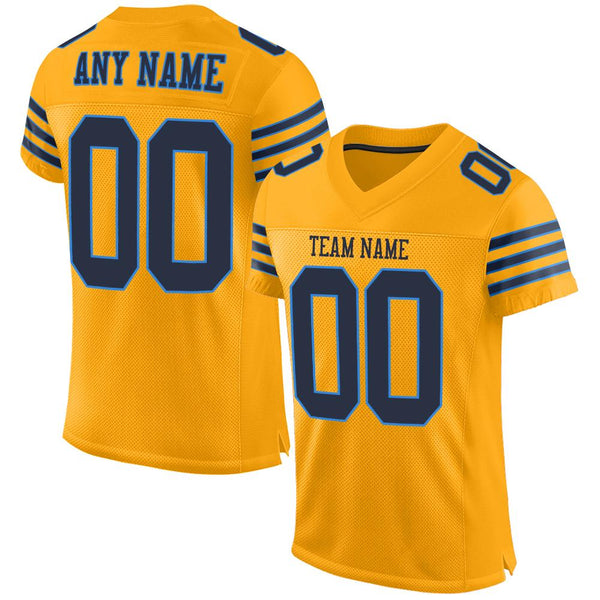 Custom Gold Navy-Powder Blue Mesh Authentic Football Jersey Custom Gold Navy-Powder Blue Mesh Authentic Football Jersey