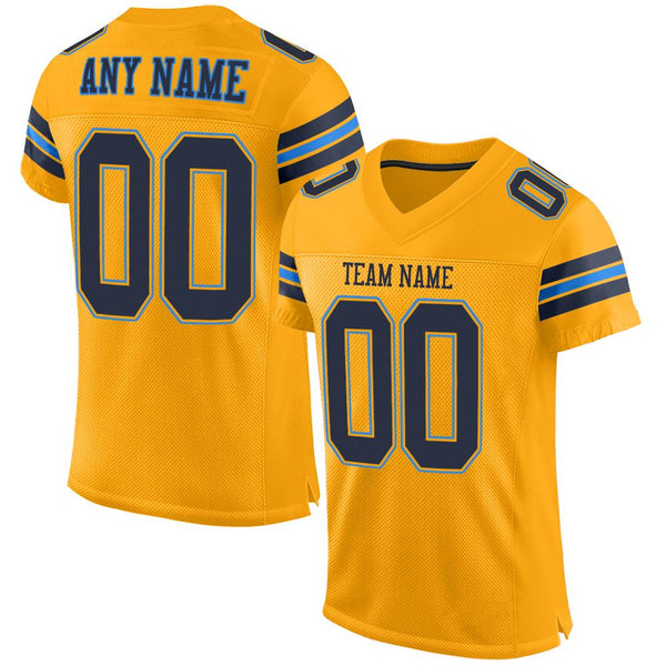 Custom Gold Navy-Powder Blue Mesh Authentic Football Jersey Custom Gold Navy-Powder Blue Mesh Authentic Football Jersey