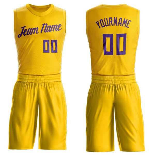 Custom Gold Purple Round Neck Suit Basketball Jersey Custom Gold Purple Round Neck Suit Basketball Jersey