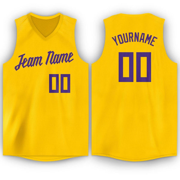 Custom Gold Purple V-Neck Basketball Jersey Custom Gold Purple V-Neck Basketball Jersey