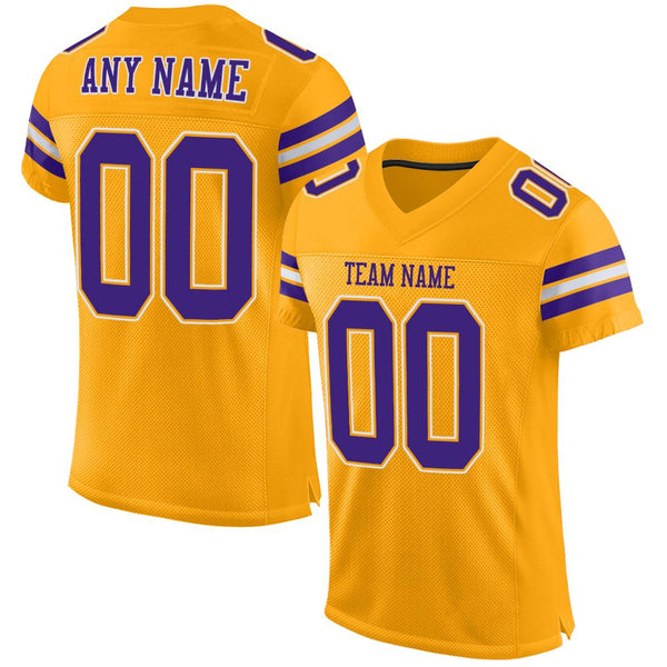 Custom Gold Purple-White Mesh Authentic Football Jersey Custom Gold Purple-White Mesh Authentic Football Jersey