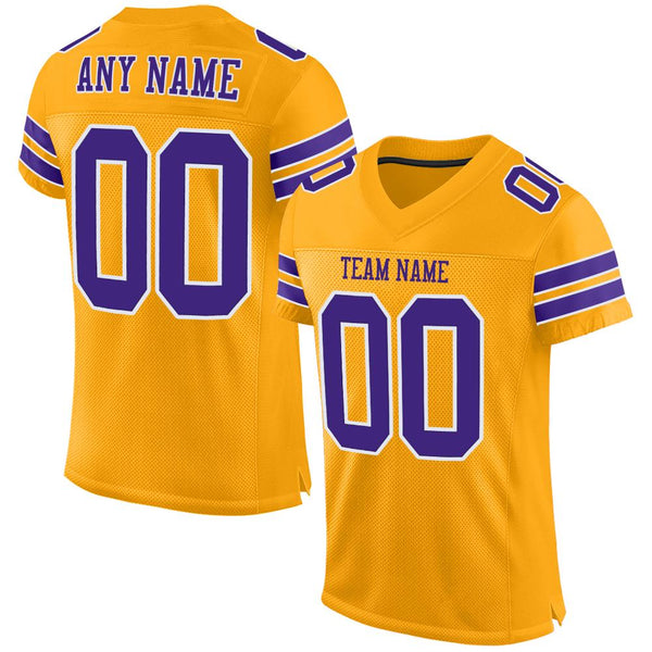 Custom Gold Purple-White Mesh Authentic Football Jersey Custom Gold Purple-White Mesh Authentic Football Jersey