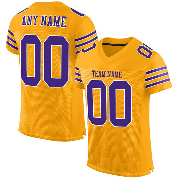 Custom Gold Purple-White Mesh Authentic Football Jersey Custom Gold Purple-White Mesh Authentic Football Jersey