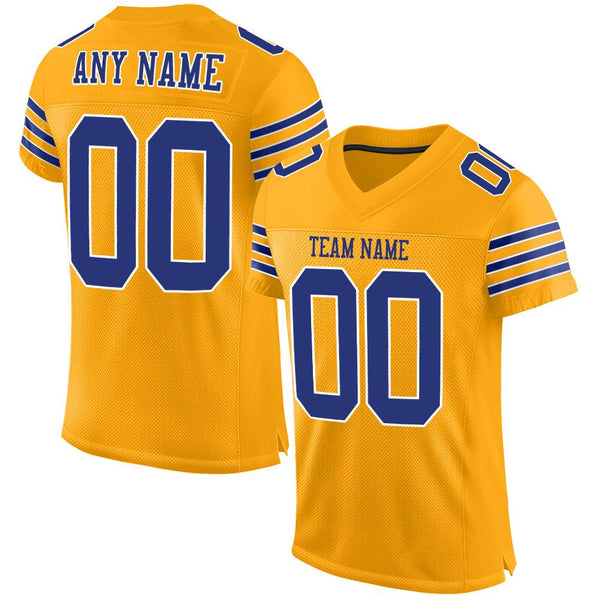 Custom Gold Royal-White Mesh Authentic Football Jersey Custom Gold Royal-White Mesh Authentic Football Jersey