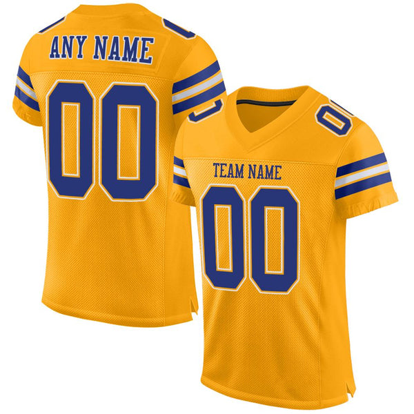 Custom Gold Royal-White Mesh Authentic Football Jersey Custom Gold Royal-White Mesh Authentic Football Jersey