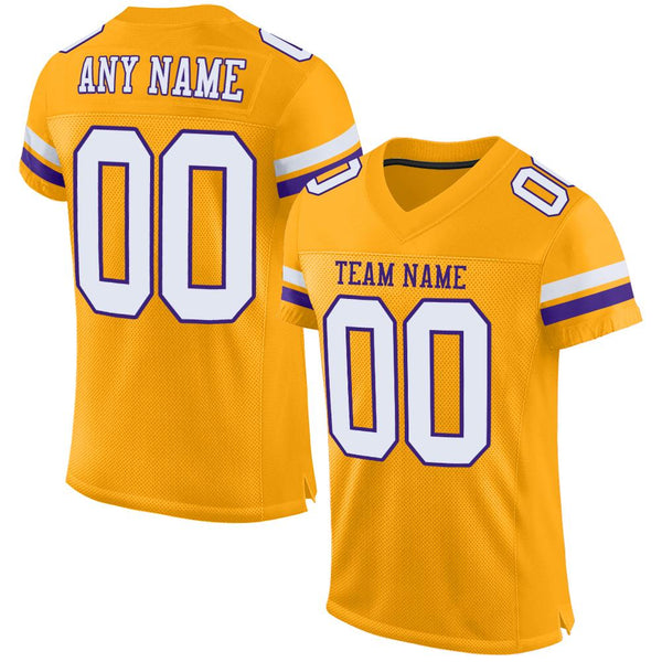 Custom Gold White-Purple Mesh Authentic Football Jersey Custom Gold White-Purple Mesh Authentic Football Jersey