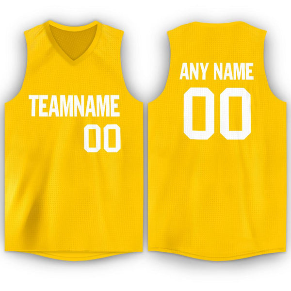 Custom Gold White V-Neck Basketball Jersey Custom Gold White V-Neck Basketball Jersey