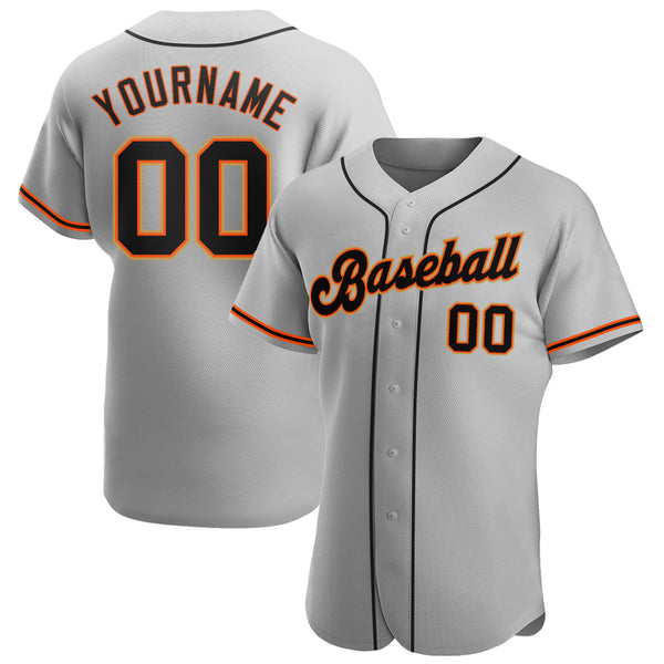 Custom Gray Black-Orange Authentic Baseball Jersey Custom Gray Black-Orange Authentic Baseball Jersey