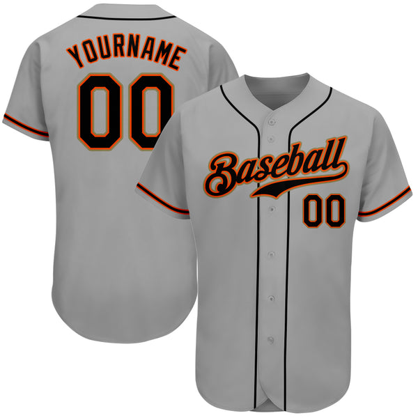 Custom Gray Black-Orange Authentic Baseball Jersey Custom Gray Black-Orange Authentic Baseball Jersey